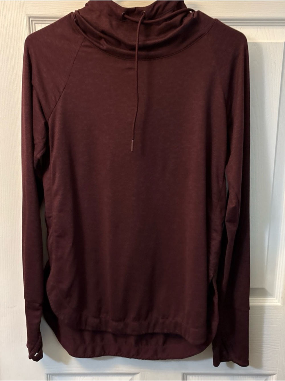 Athleta Maroon Heather Cowl Neck Pullover